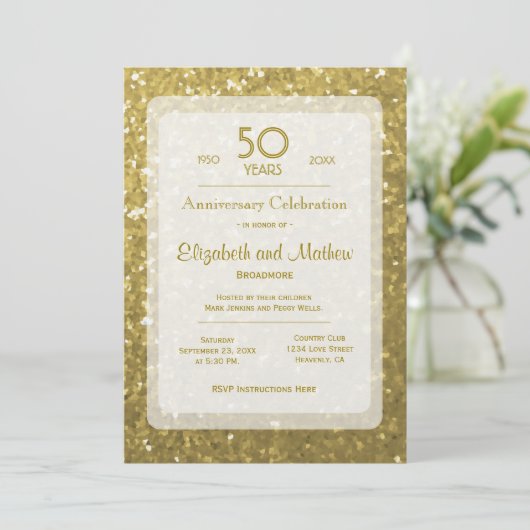 50e Jubileum | Glitter Kaart (Staand voorkant)