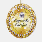 50e Jubileum Glitzy Diamond Bling | goud Keramisch Ornament (Links)