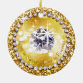 50e Jubileum Glitzy Diamond Bling | goud Keramisch Ornament (Achterkant)