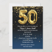 50e Jubileum Gold-ballonnen en Confetti Kaart (Voorkant)