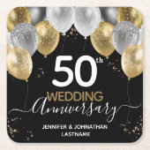 50e Jubileum Gold-ballonnen Kartonnen Onderzetters (Voorkant)