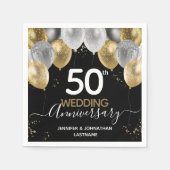 50e Jubileum Gold Balloons Napkins Servet (Voorkant)