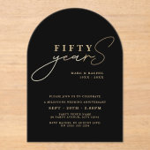 50e Jubileum Gold Black voor bruiloft Acryl Uitnodigingen (Voorkant)