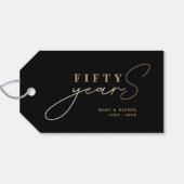 50e Jubileum Gold Black voor bruiloft Cadeaulabel (Achterkant Horizontaal)