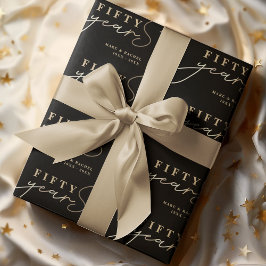 50e Jubileum Gold Black voor bruiloft Cadeaupapier