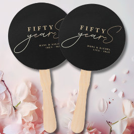 50e Jubileum Gold Black voor bruiloft Handwaaier