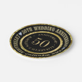 50e Jubileum Gold & Black White Diamonds Dinne Papieren Bordje (Gekanteld)