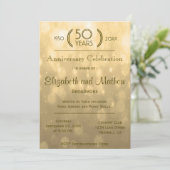 50e Jubileum | Gold Bokeh Lights Kaart (Staand voorkant)