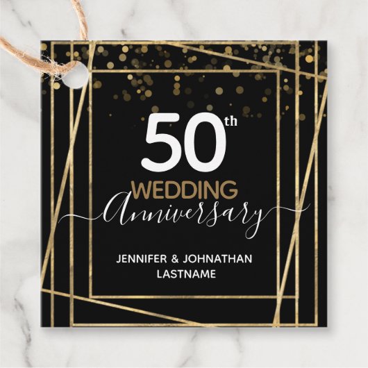 50e Jubileum Gold Border Bedankjes Labels (Voorkant)