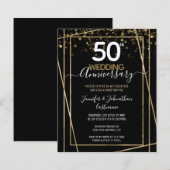 50e Jubileum Gold Border Budget Invitations (Voorkant / Achterkant)