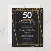 50e Jubileum Gold Border Budget Invitations (Voorkant)