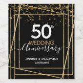 50e Jubileum Gold Border Favor Wijn Etiket (Enkel label)