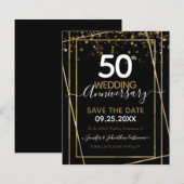 50e Jubileum Gold Border Save the Date Budget (Voorkant / Achterkant)