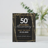 50e Jubileum Gold Border Save the Date Budget (Staand voorkant)