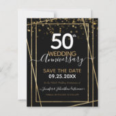 50e Jubileum Gold Border Save the Date Budget (Voorkant)