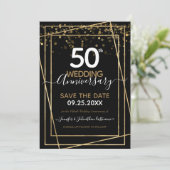 50e Jubileum Gold Border Save the Date Kaart (Staand voorkant)
