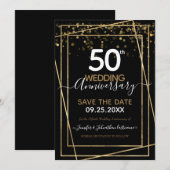 50e Jubileum Gold Border Save the Date Kaart (Voorkant / Achterkant)