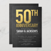 50e Jubileum Gold Chalkboard Party Kaart (Voorkant / Achterkant)