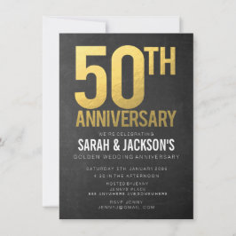 50e Jubileum Gold Chalkboard Party Kaart