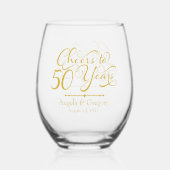 50e Jubileum Gold Cheers tot 50 jaar Wijnglas Zonder Voet (Voorkant)