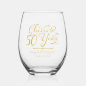 50e Jubileum Gold Cheers tot 50 jaar Wijnglas Zonder Voet (Achterkant)