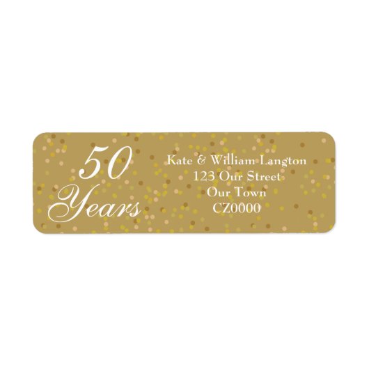 50e Jubileum Gold Dust Confetti Etiket (Voorkant)