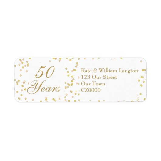 50e Jubileum Gold Dust Confetti Etiket (Voorkant)