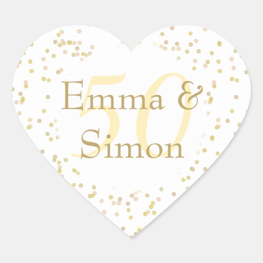 50e Jubileum Gold Dust Confetti Hart Sticker (Voorkant)