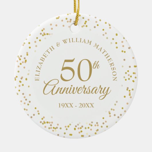 50e Jubileum Gold Dust Confetti Keramisch Ornament (Voorkant)