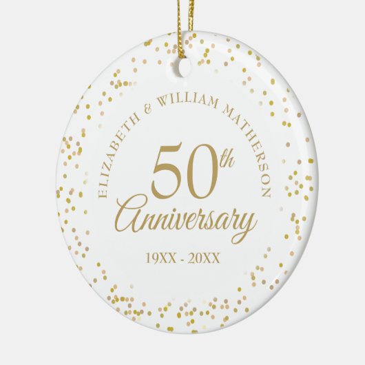 50e Jubileum Gold Dust Confetti Keramisch Ornament (Links)