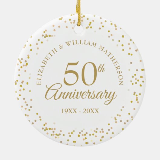 50e Jubileum Gold Dust Confetti Keramisch Ornament (Achterkant)