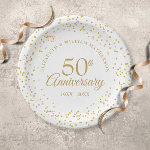 50e Jubileum Gold Dust Confetti Papieren Bordje