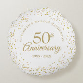 50e Jubileum Gold Dust Confetti Rond Kussen (Achterkant)