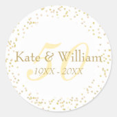 50e Jubileum Gold Dust Confetti Ronde Sticker (Voorkant)
