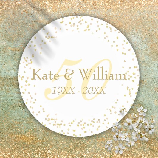 50e Jubileum Gold Dust Confetti Ronde Sticker