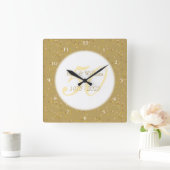 50e Jubileum Gold Dust Confetti Vierkante Klok (Huis)