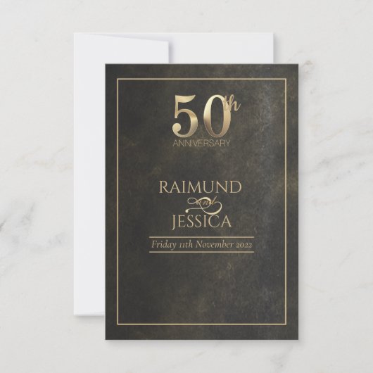 50e Jubileum Gold Dust Response Card RSVP Kaartje (Voorkant)