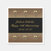 50e Jubileum Gold en zwart-gepersonaliseerd Napkin Servetten (Voorkant)