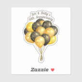 50e Jubileum Gold en zwarte ballonnen Namen Sticker (Vel)