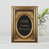 50e Jubileum Gold  Floral Antiek Lijst Kaart (Staand voorkant)
