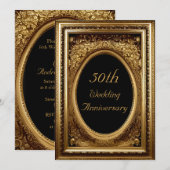 50e Jubileum Gold  Floral Antiek Lijst Kaart (Voorkant / Achterkant)