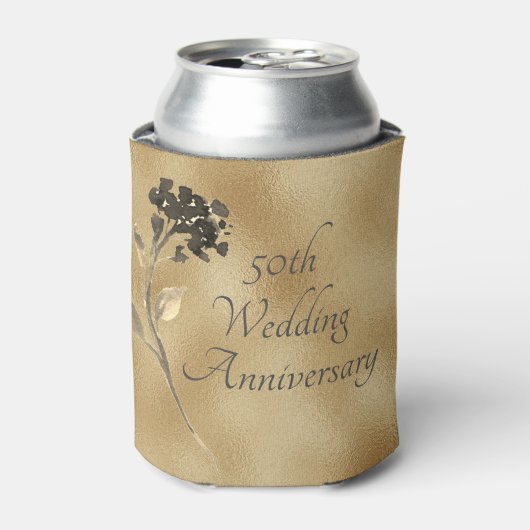 50e Jubileum Gold Floral Elegant Blikjeskoeler (Blikje Voorkant)