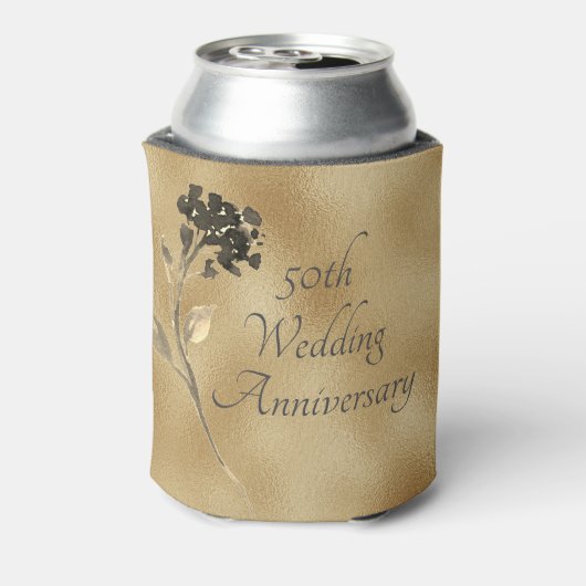 50e Jubileum Gold Floral Elegant Blikjeskoeler (Blikje Achterkant)