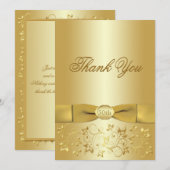 50e Jubileum Gold Floral Hartelijk dank Bedankkaart (Voorkant / Achterkant)