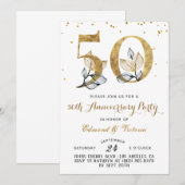 50e Jubileum Gold Floral Kaart (Voorkant / Achterkant)