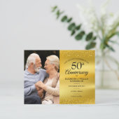 50e Jubileum Gold Foil Save the Date 2 Photo Aankondigingskaart (Staand voorkant)