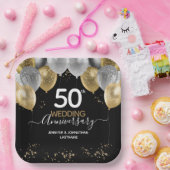 50e Jubileum Gold Glitter-ballonnen Papieren Bordje (Feest)