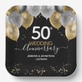 50e Jubileum Gold Glitter-ballonnen Papieren Bordje (Voorkant)