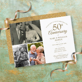 50e Jubileum Gold Heart Confetti 3 Foto Kaart