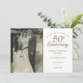 50e Jubileum Gold Heart Confetti Wedding Photo Save The Date (Staand voorkant)